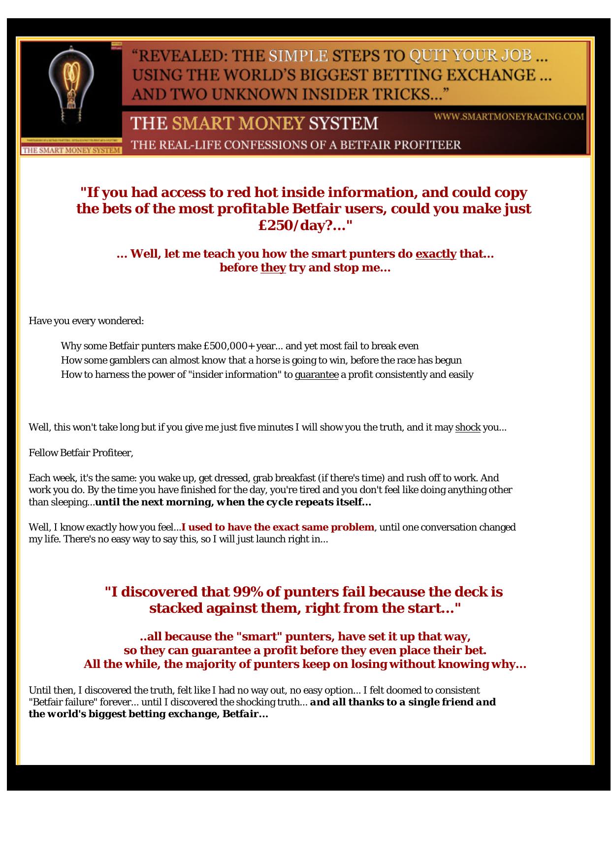 Smart Money - Make A Living From Betfair. by Best of Kuszter's Collection