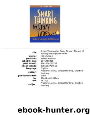 Smart Thinking for Crazy Times by Iam Mitroff & Efrem Jr. Zimbalist