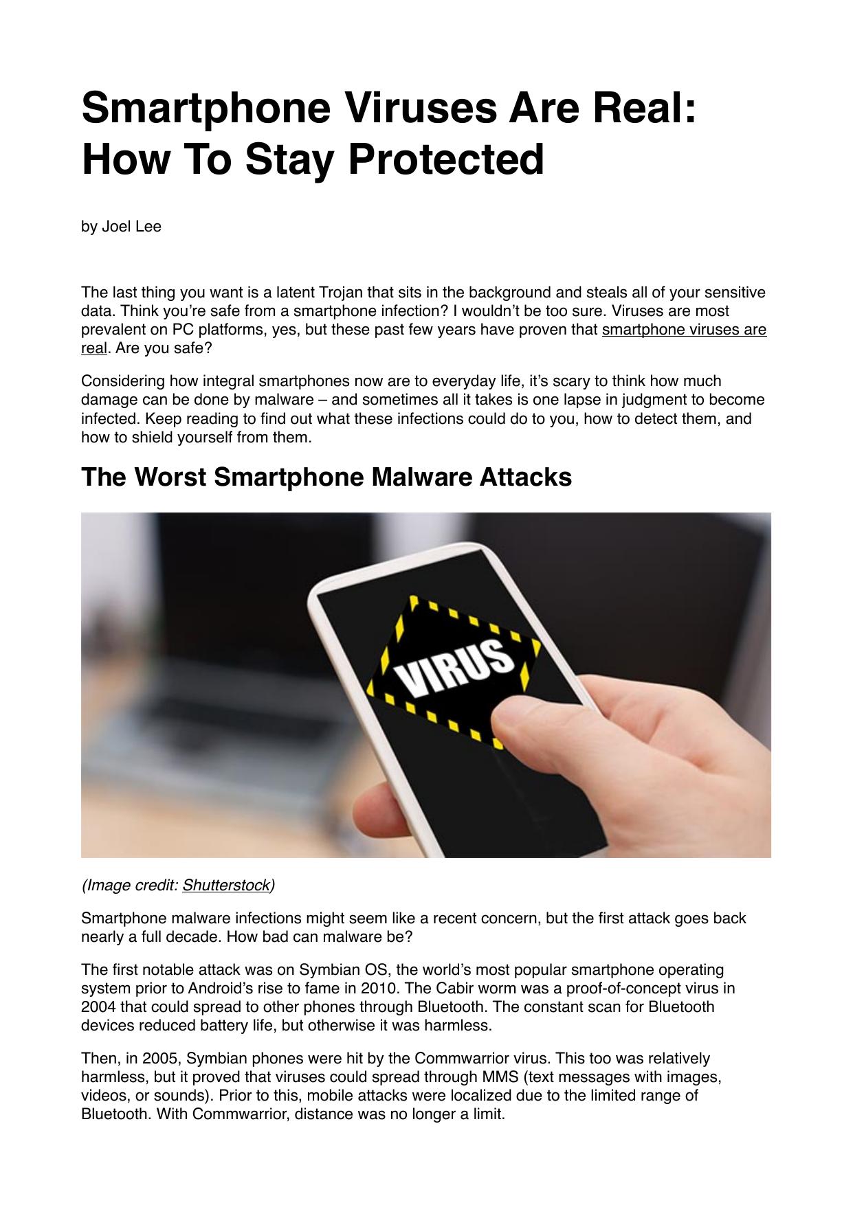 Smartphone Viruses Are Real: How To Stay Protected by Unknown