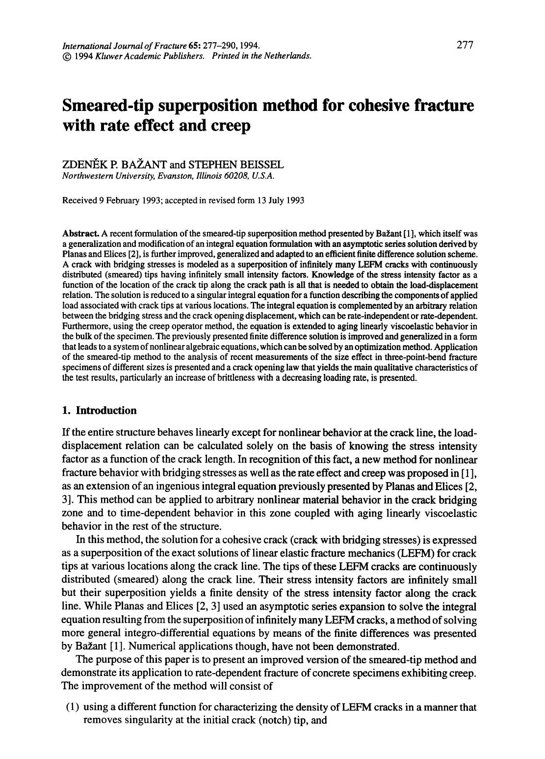 Smeared-tip superposition method for cohesive fracture with rate effect and creep by Unknown