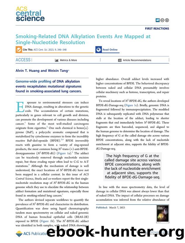 Smoking-Related DNA Alkylation Events Are Mapped at Single-Nucleotide Resolution by Alvin T. Huang & Weixin Tang (ORCID: g/0000-0002-5739-5416)