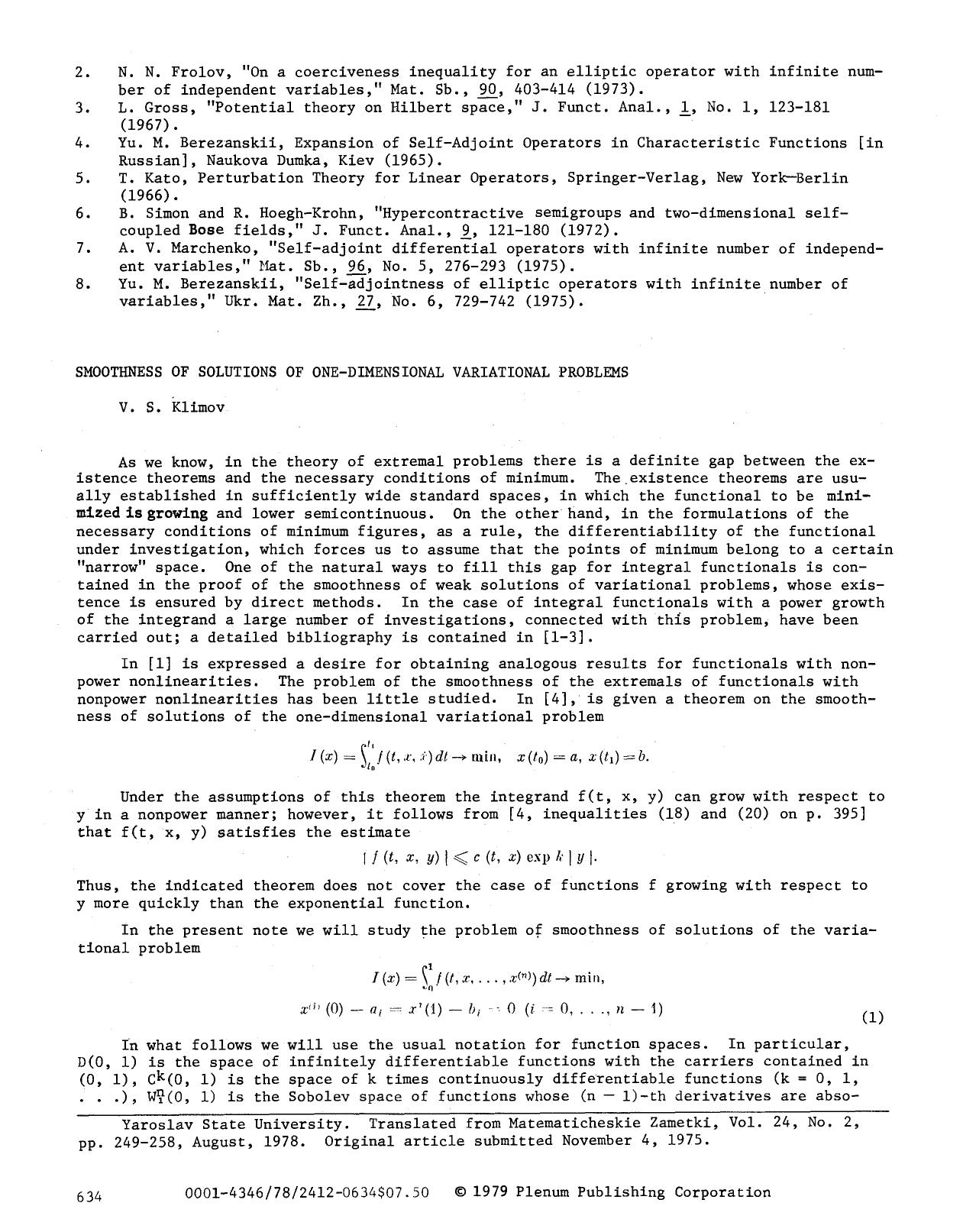 Smoothness of solutions of one-dimensional variational problems by Unknown