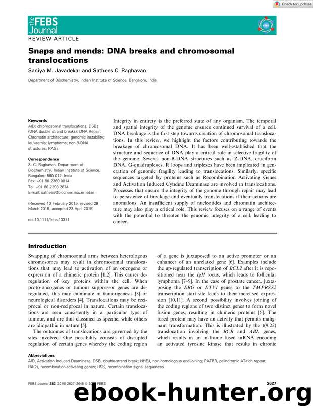 Snaps and mends: DNA breaks and chromosomal translocations by Unknown