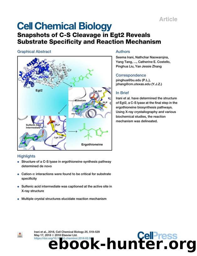 Snapshots of C-S Cleavage in Egt2 Reveals Substrate Specificity and Reaction Mechanism by unknow