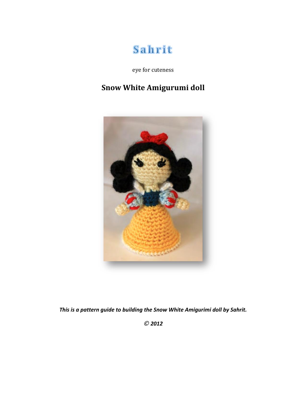 Snow White Amigurumi Pattern by Sahrit by Sahrit Freud Weinstein