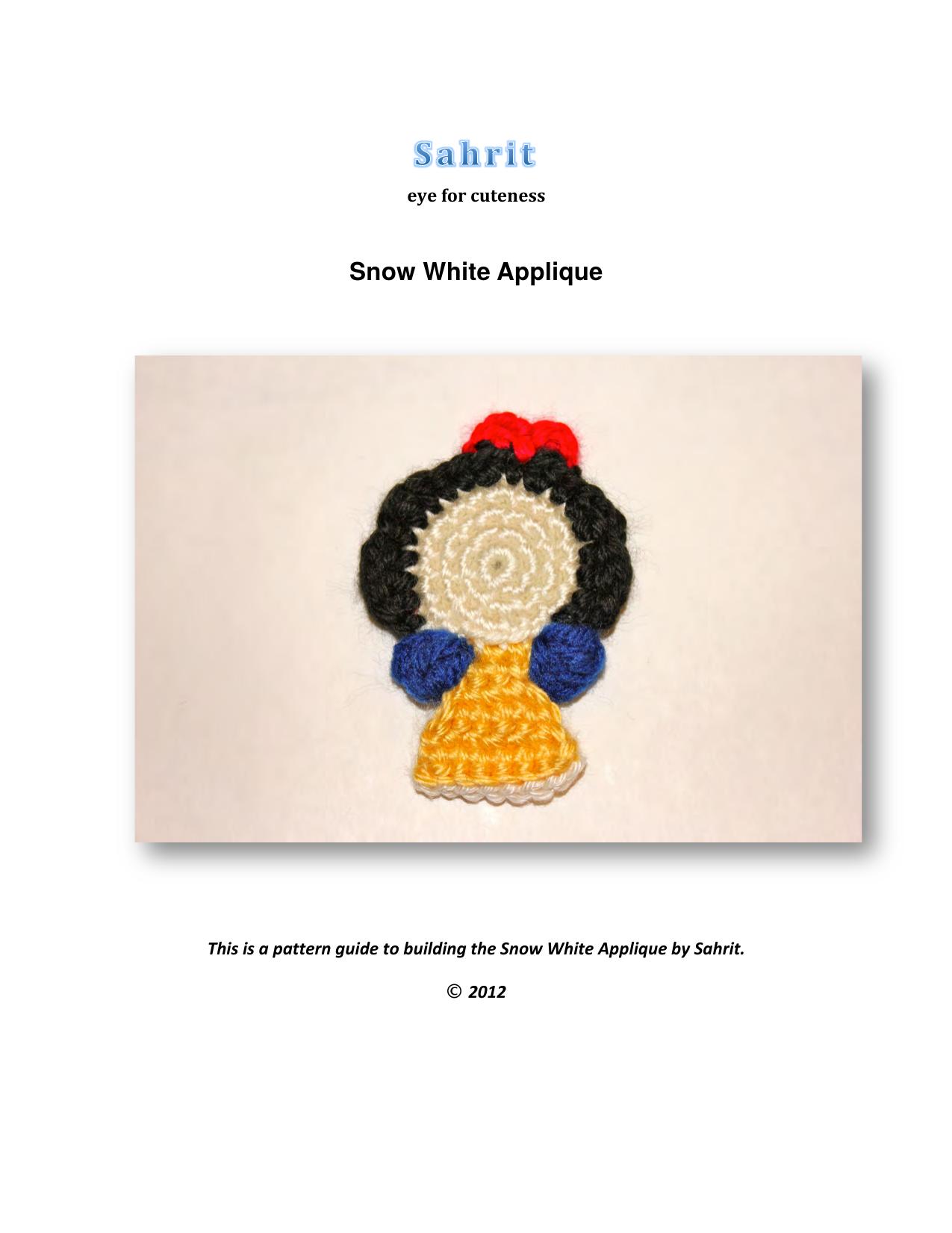 Snow White Applique Pattern by Sahrit by Sahrit Freud Weinstein