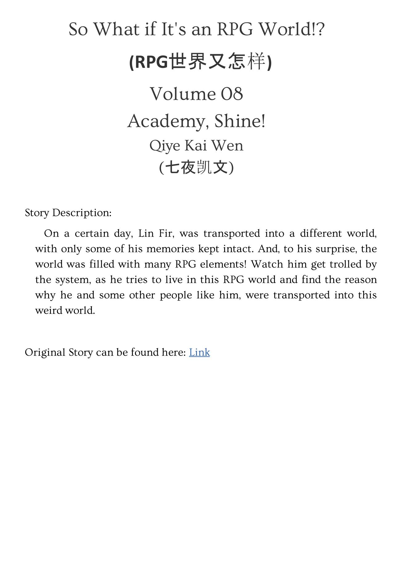 So What if It's an RPG World - Volume 08 - Academy, Shine! by Qiye Kai Wen