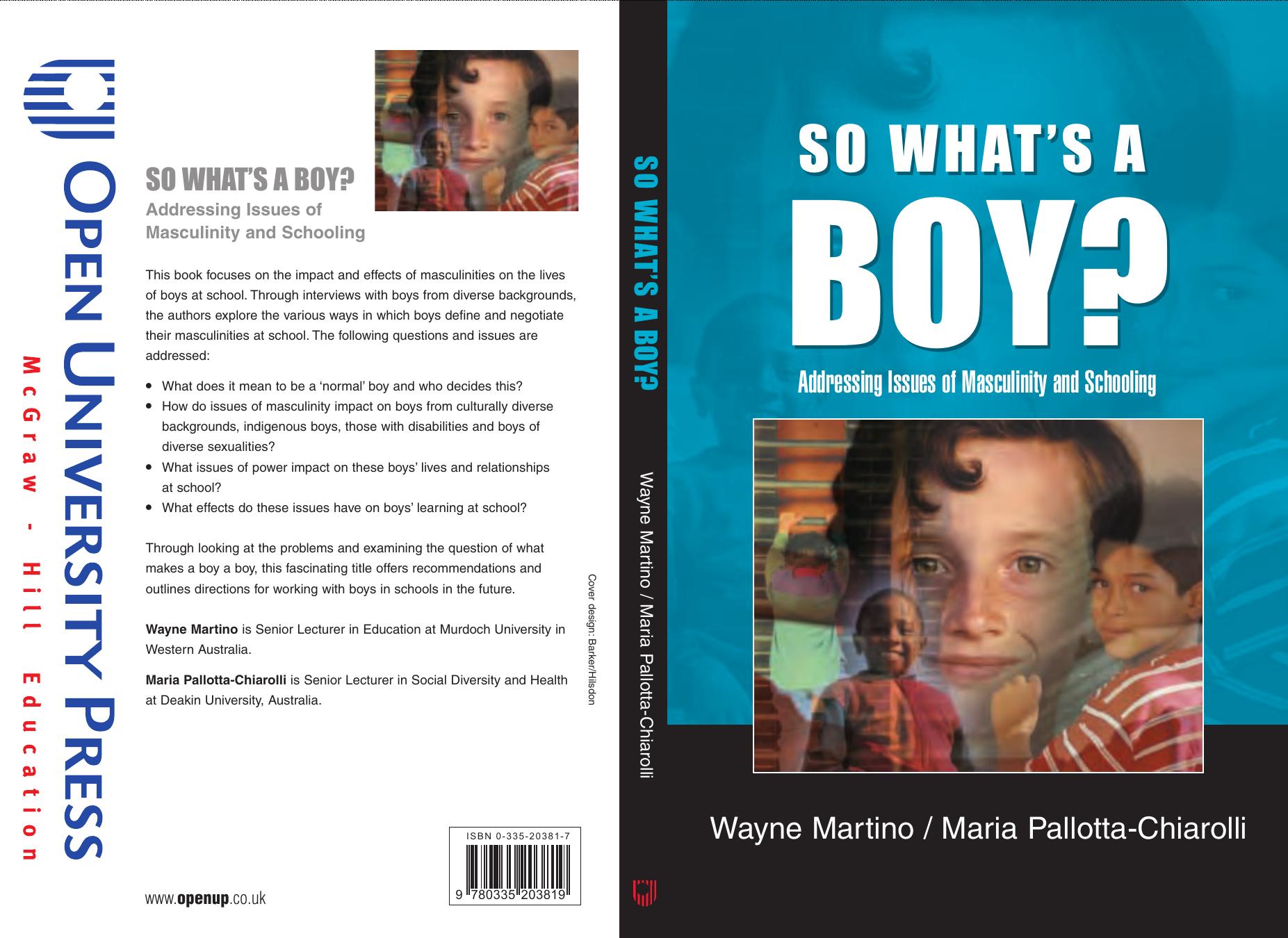 So What's a Boy?: Addressing Issues of Masculinity and Schooling by Wayne Martino Maria Pallotta-Chiarolli