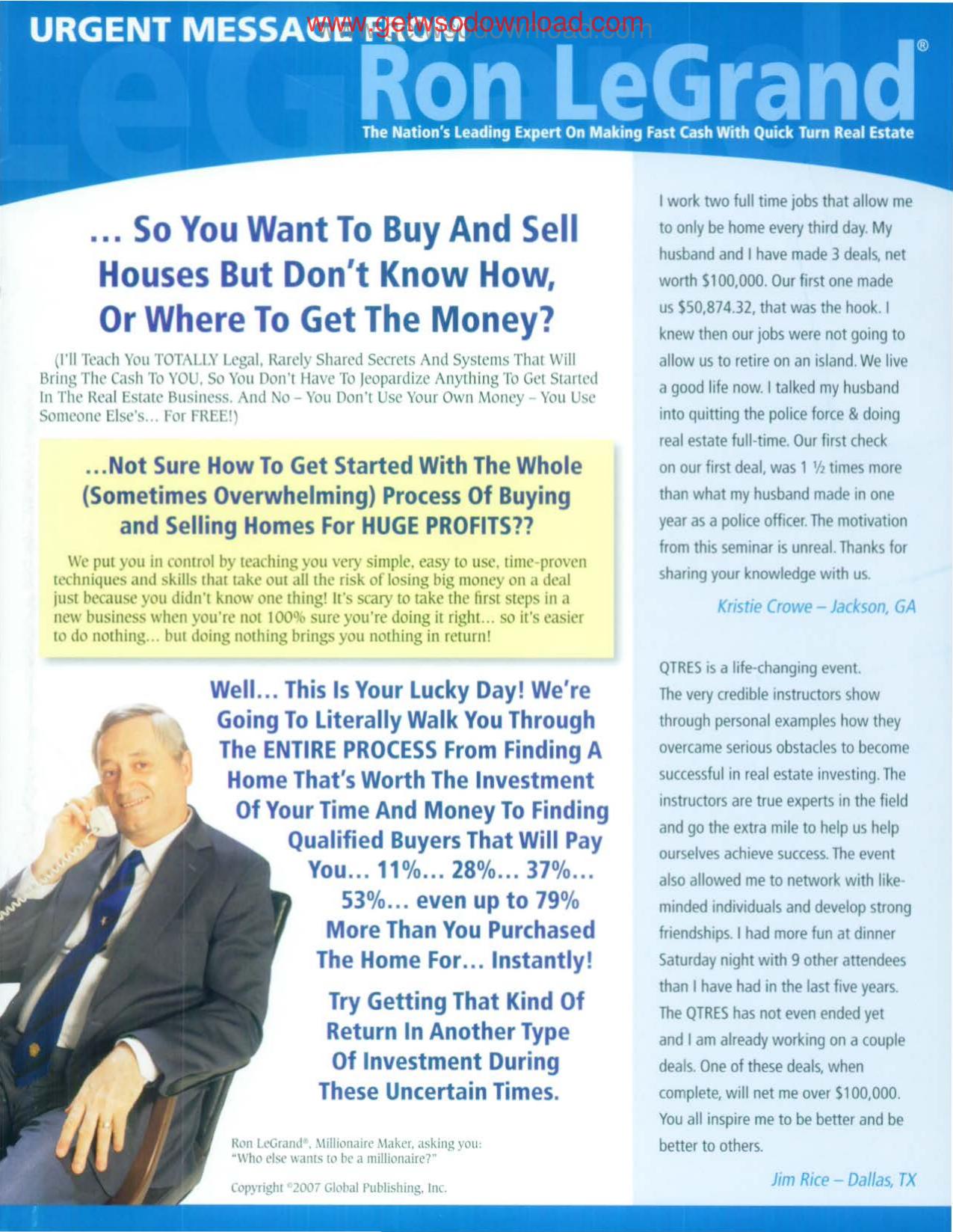 So You Want To Buy And Sell Houses But Dont Know How Or Where To Get The Money by Unknown