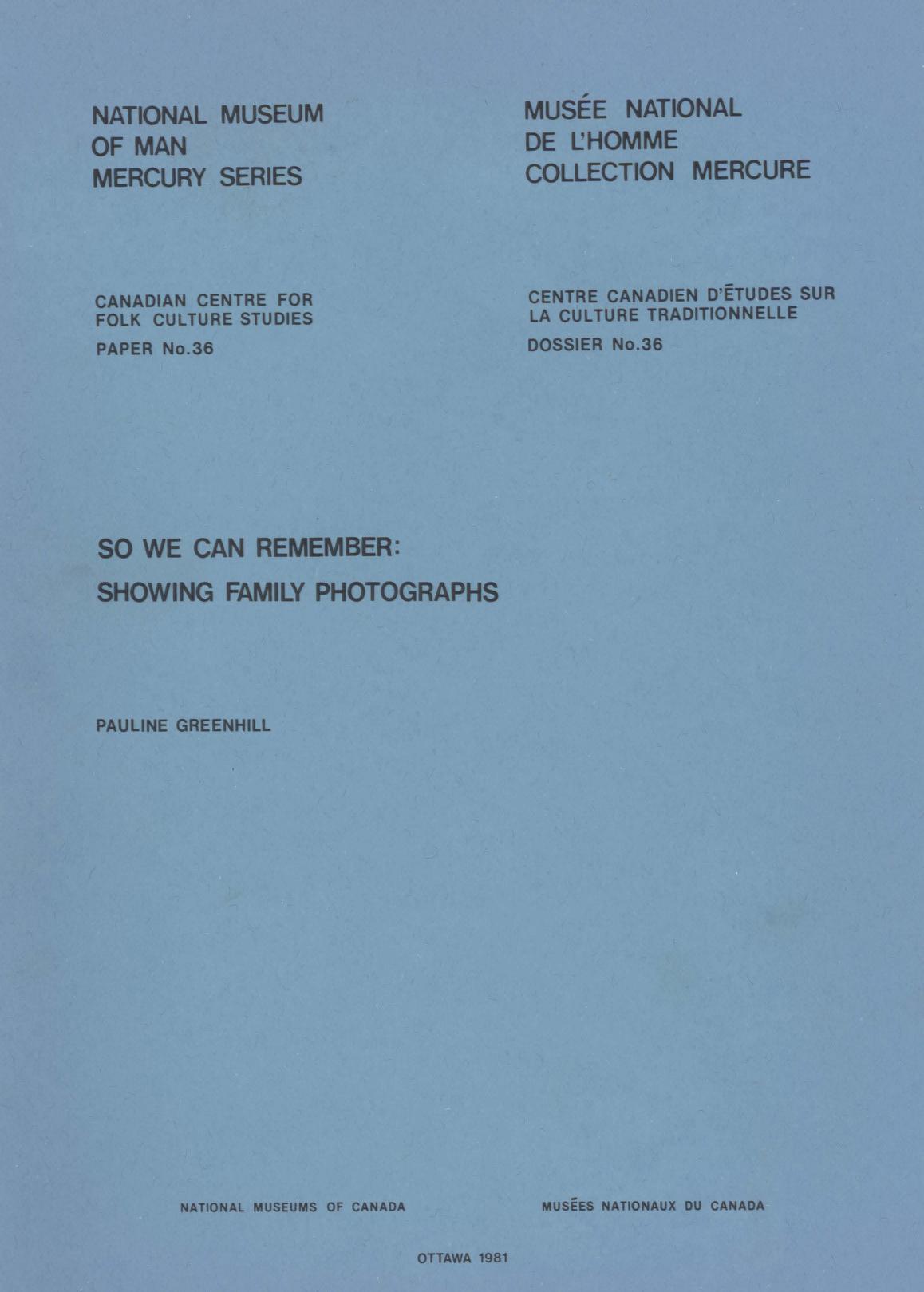 So we can remember: Showing family photographs by Pauline Greenhill