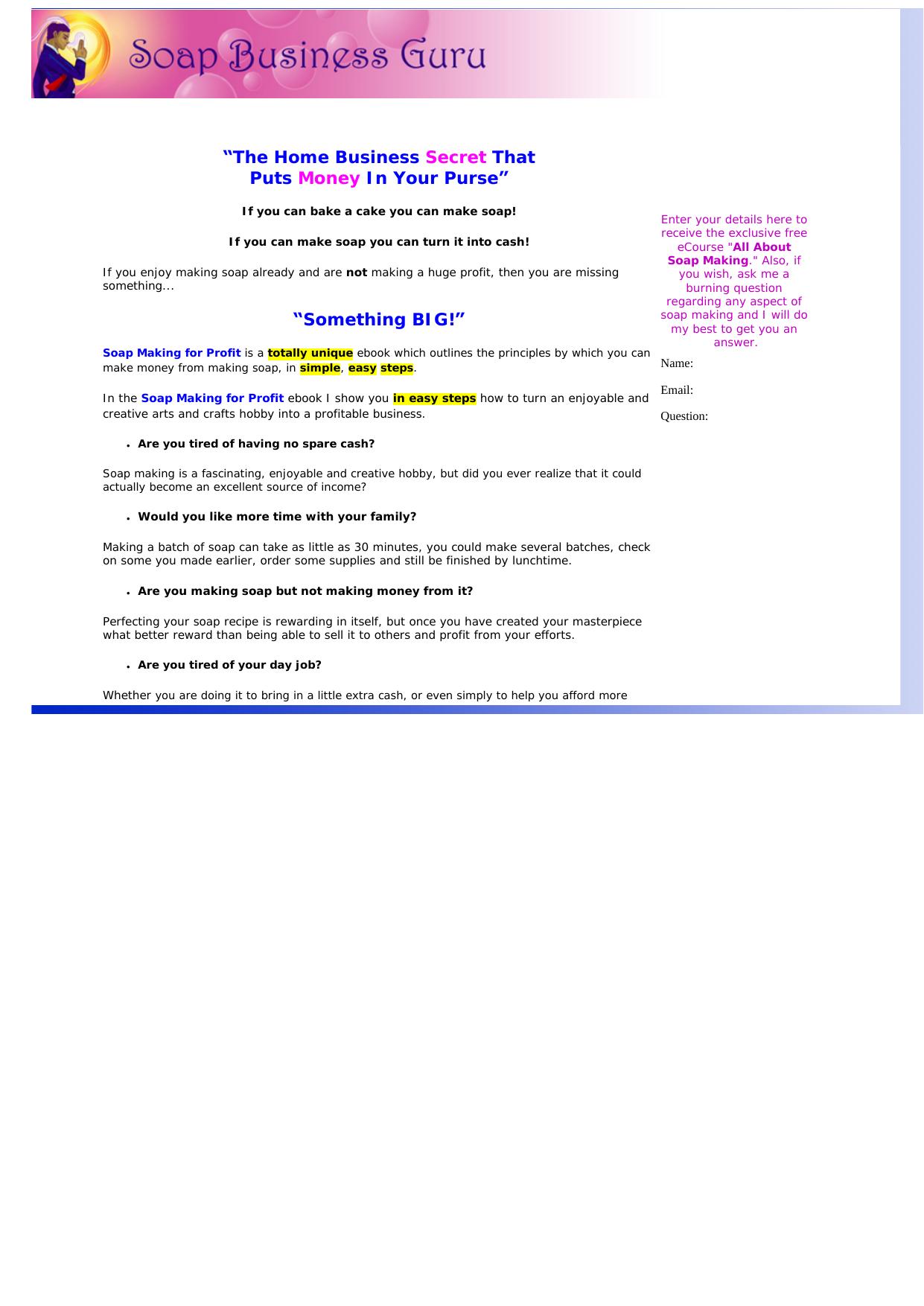 Soap Making For Profit. by Best of Kuszter's Collection