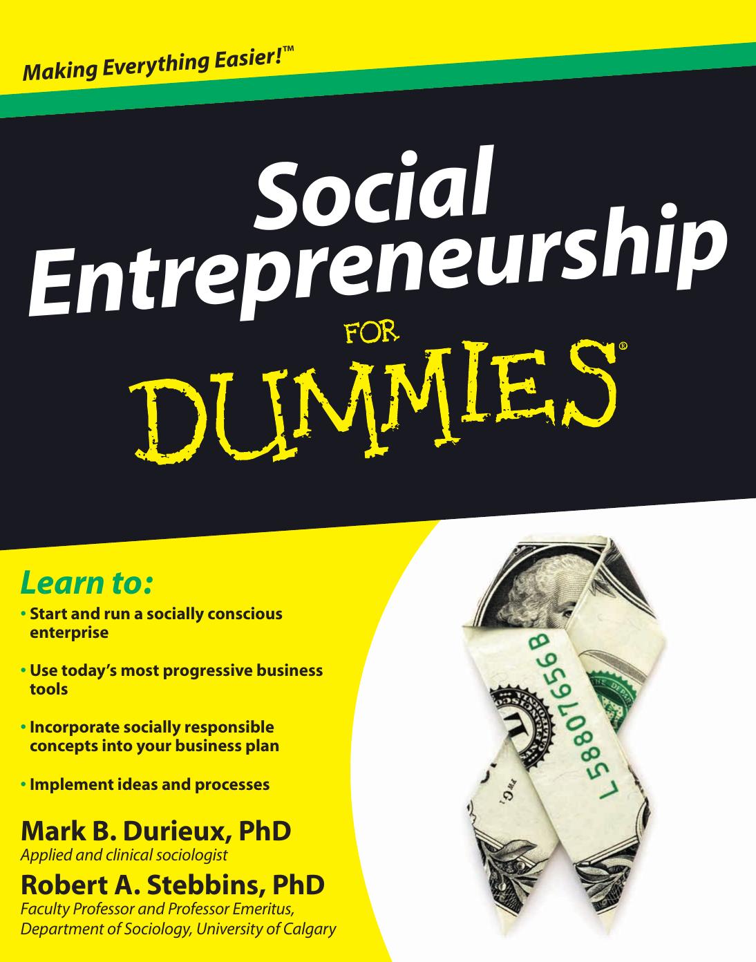 Social Entrepreneurship For Dummies by Mark Durieux Robert Stebbins