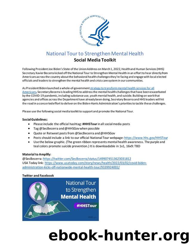 Social Media Toolkit - National Tour to Strengthen Mental and Behavior Health by Langford Kelly (HHS/ASPA)