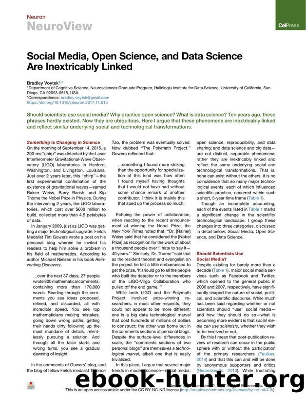 Social Media, Open Science, and Data Science Are Inextricably Linked by Bradley Voytek
