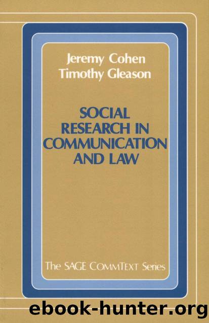 Social Research in Communication and Law by Jeremy Cohen; Timothy Gleason