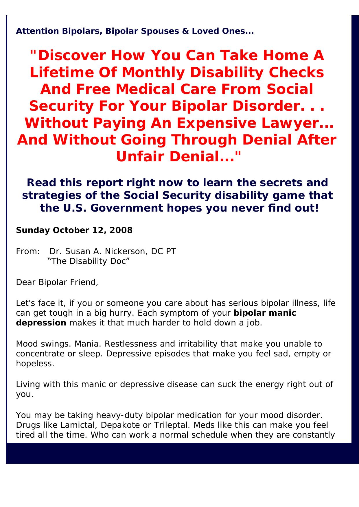 Social Security Disability For Bipolars. by Best of Kuszter's Collection