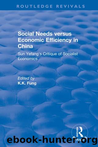 Social needs versus economic efficiency in China : Sun Yefang's critique of socialist economics edited and translated with an introduction by K.K. Fung. by K.K Fung