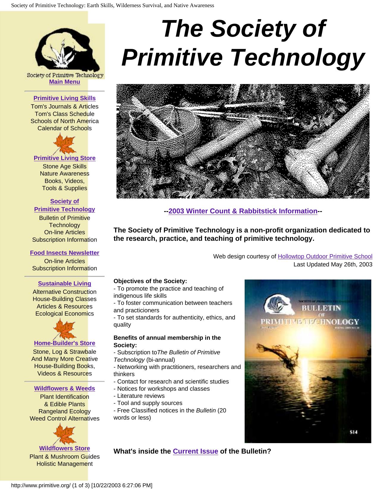 Society of Primitive Technology: Earth Skills, Wilderness Survival, and Native Awareness by Unknown