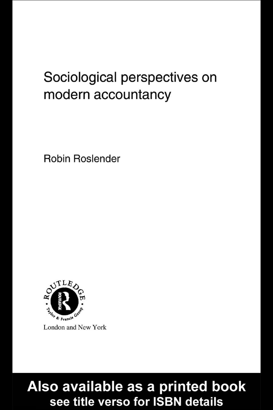 Sociological Perspectives on Modern Accountancy by Robin Roslender
