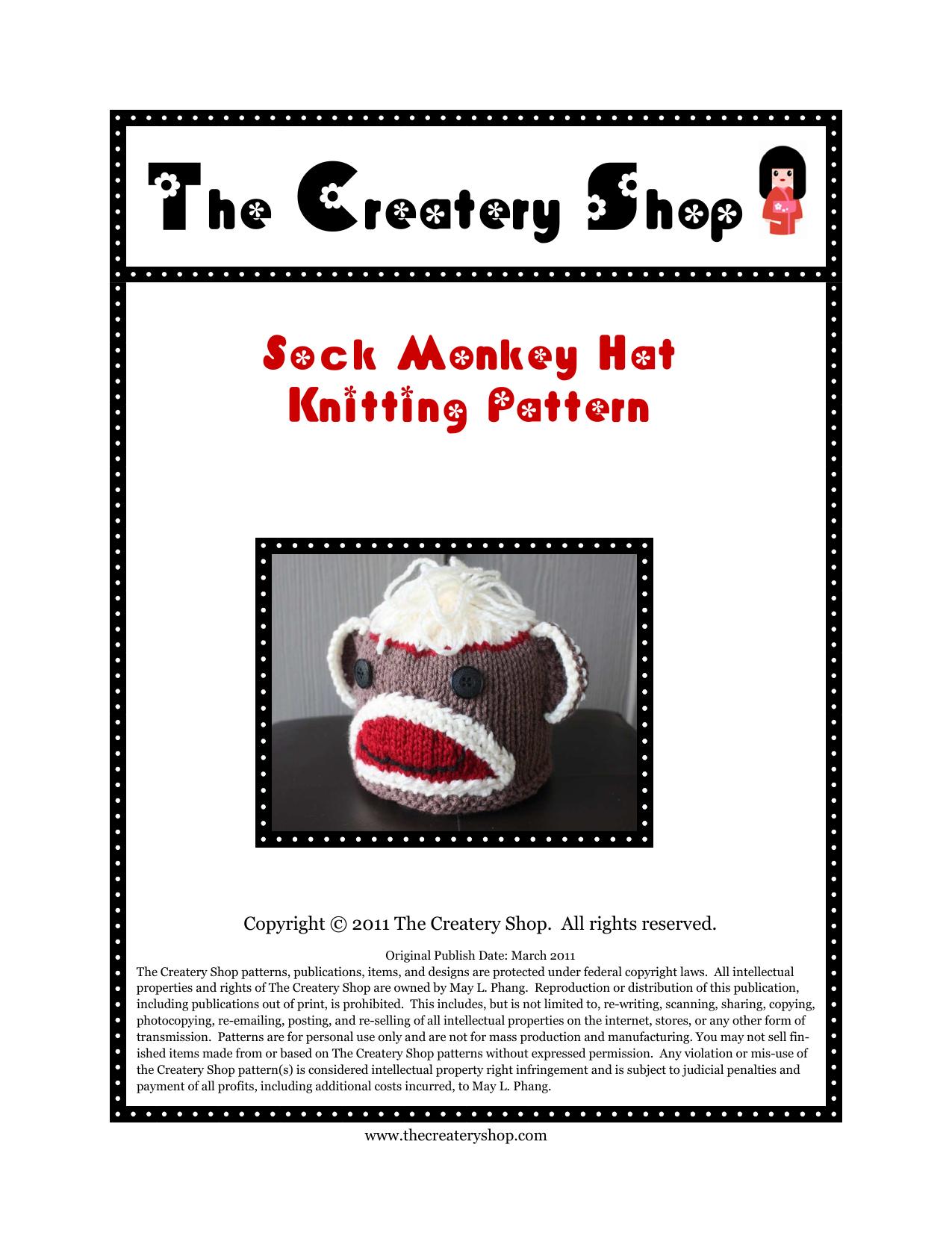 Sock Monkey Hat Knitting Pattern by The Createry Shop by May L. Phang 2011-03-01