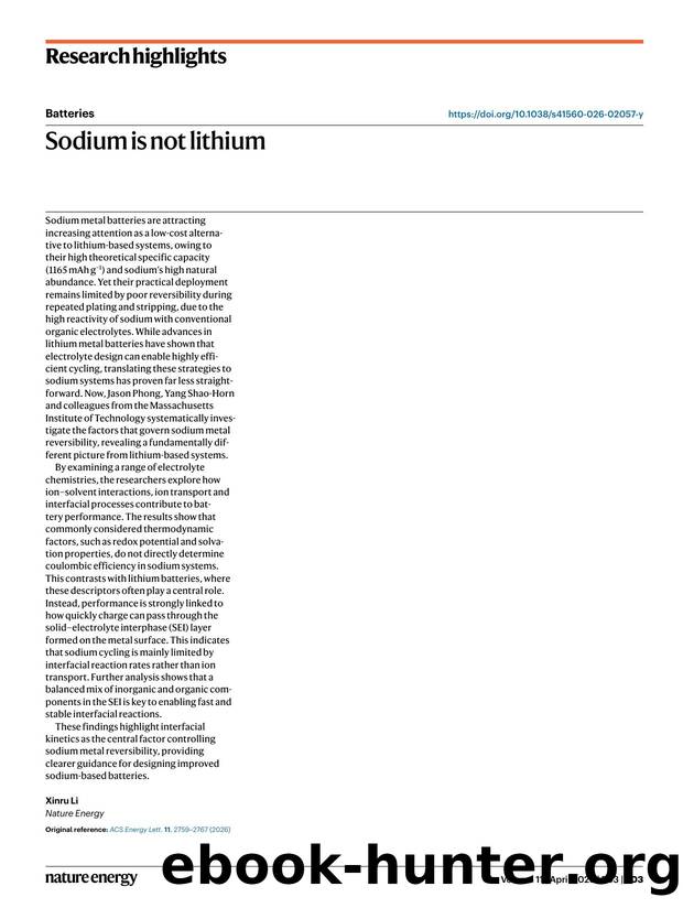 Sodium is not lithium by Xinru Li