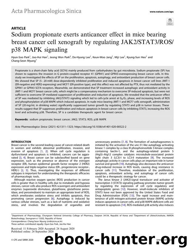 Sodium propionate exerts anticancer effect in mice bearing breast cancer cell xenograft by regulating JAK2STAT3ROSp38 MAPK signaling by unknow
