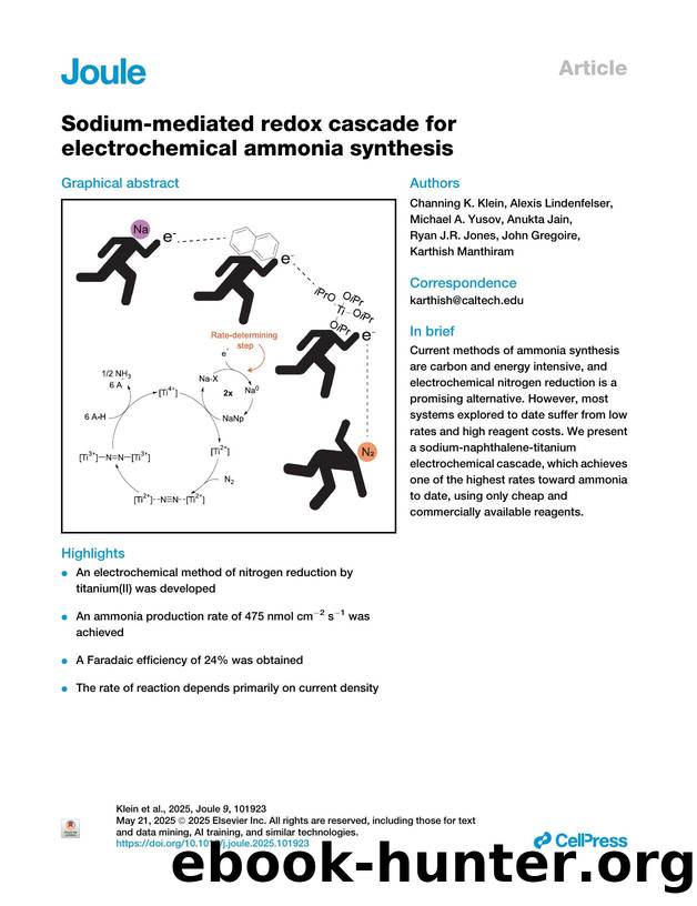 Sodium-mediated redox cascade for electrochemical ammonia synthesis by unknow