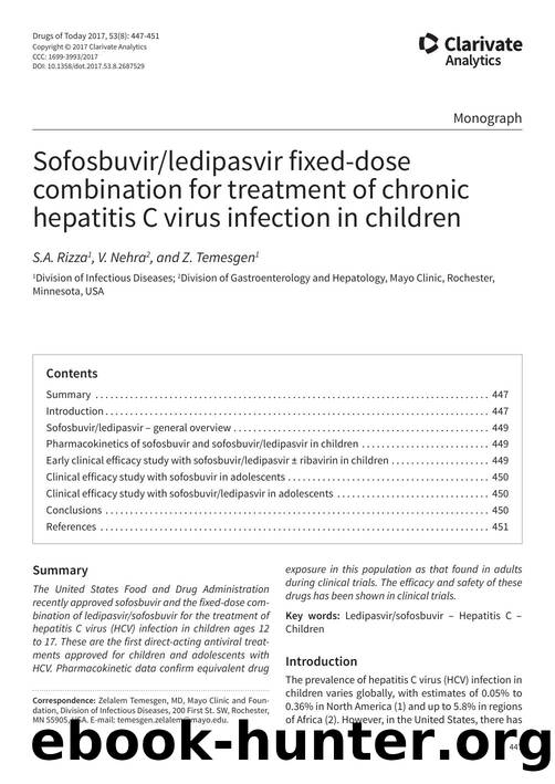 Sofosbuvirledipasvir fixed-dose combination for treatment of chronic hepatitis C virus infection in children by Copyright © 2017 Clarivate Analytics