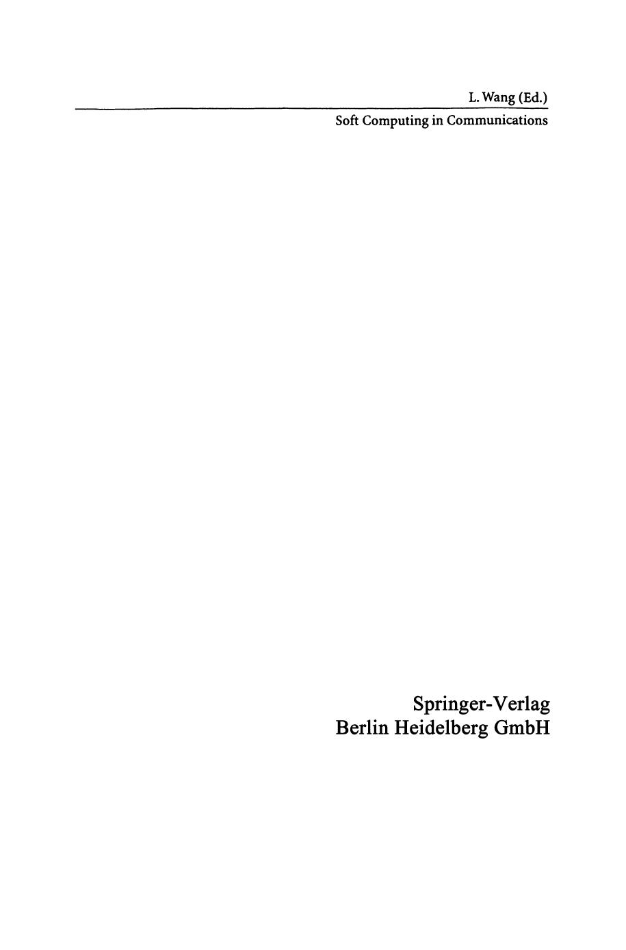 Soft Computing in Communications by Prof. Lipo Wang (auth.)