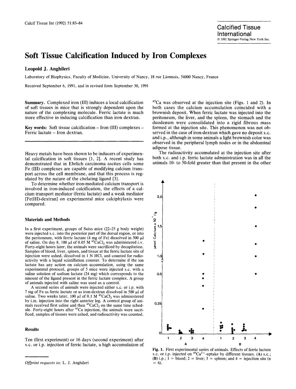Soft tissue calcification induced by iron complexes by Unknown