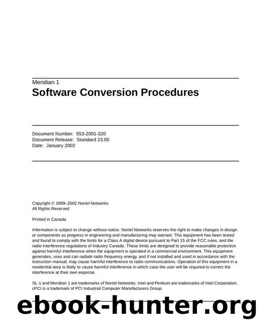 Software Conversion Procedures by Nortel Networks