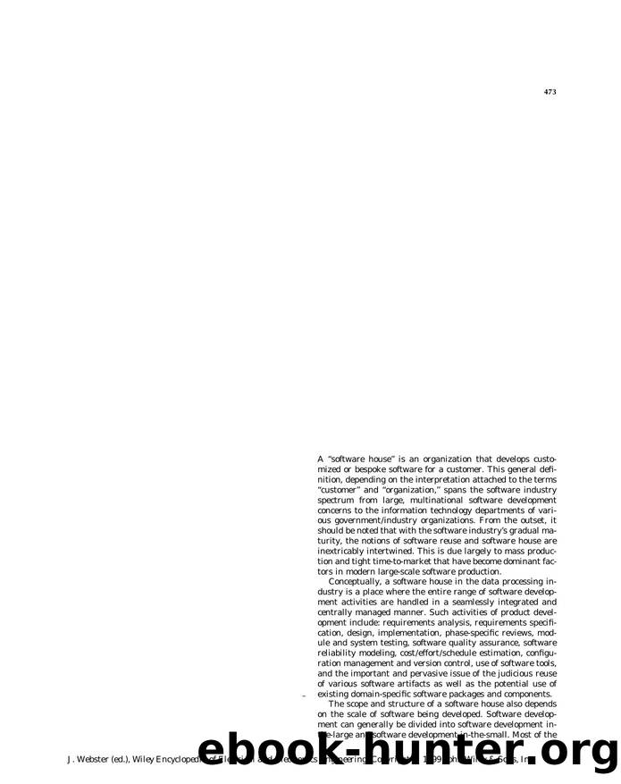 Software Houses". In: Wiley Encyclopedia of Electrical and Electronics Engineering by Unknown