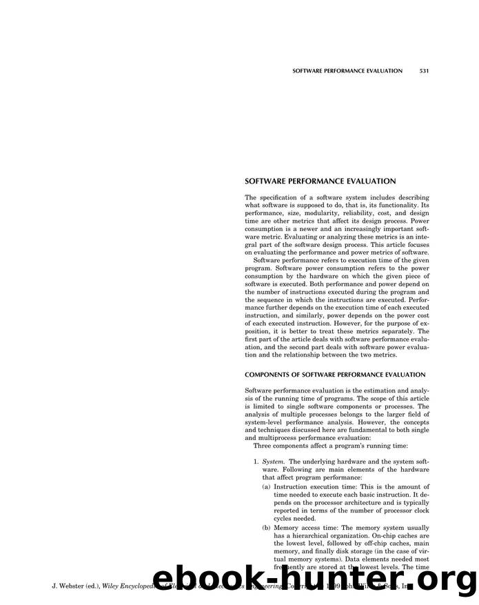 Software Performance Evaluation". In: Wiley Encyclopedia of Electrical and Electronics Engineering by Unknown