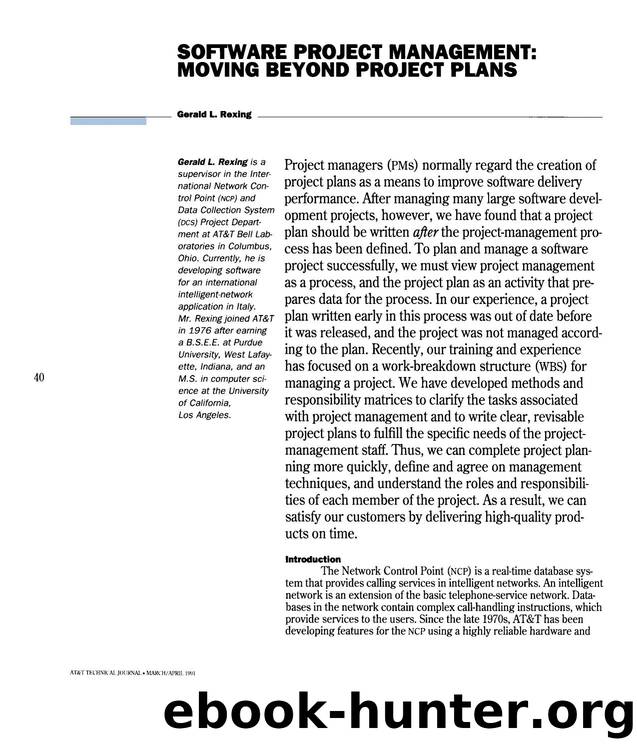 Software Project Management: Moving Beyond Project Plans by Unknown