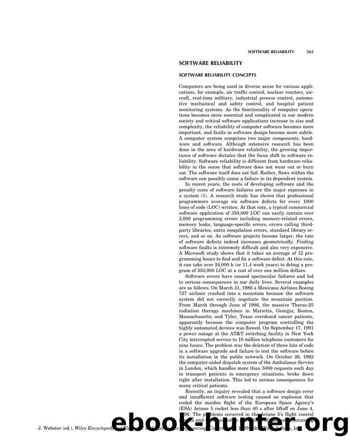 Software Reliability". In: Wiley Encyclopedia of Electrical and Electronics Engineering by Unknown