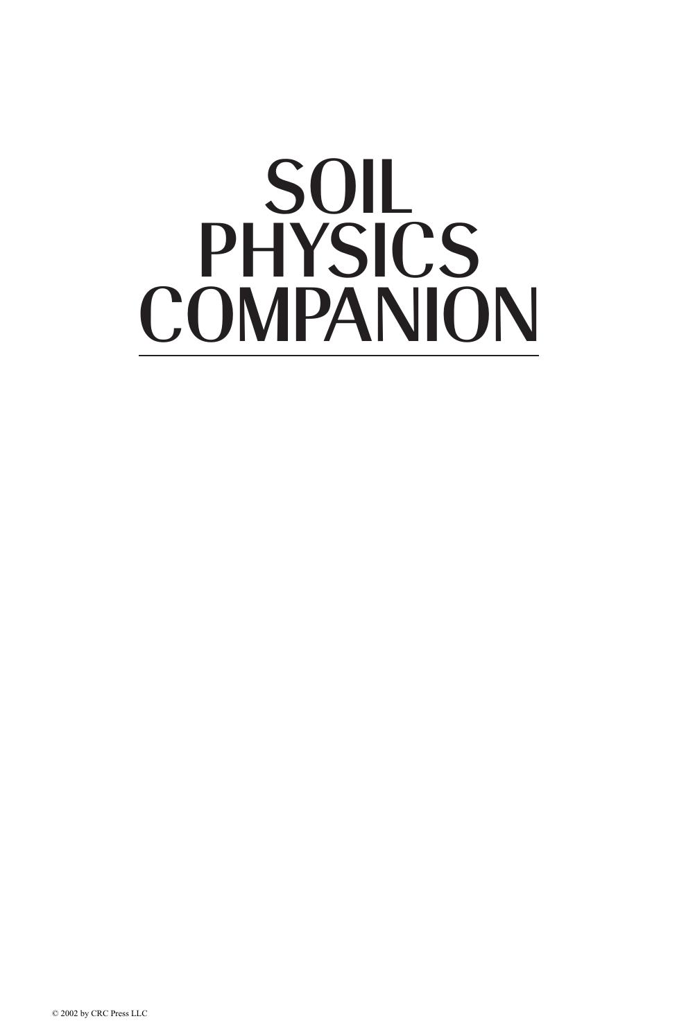 Soil Physics Companion by Unknow