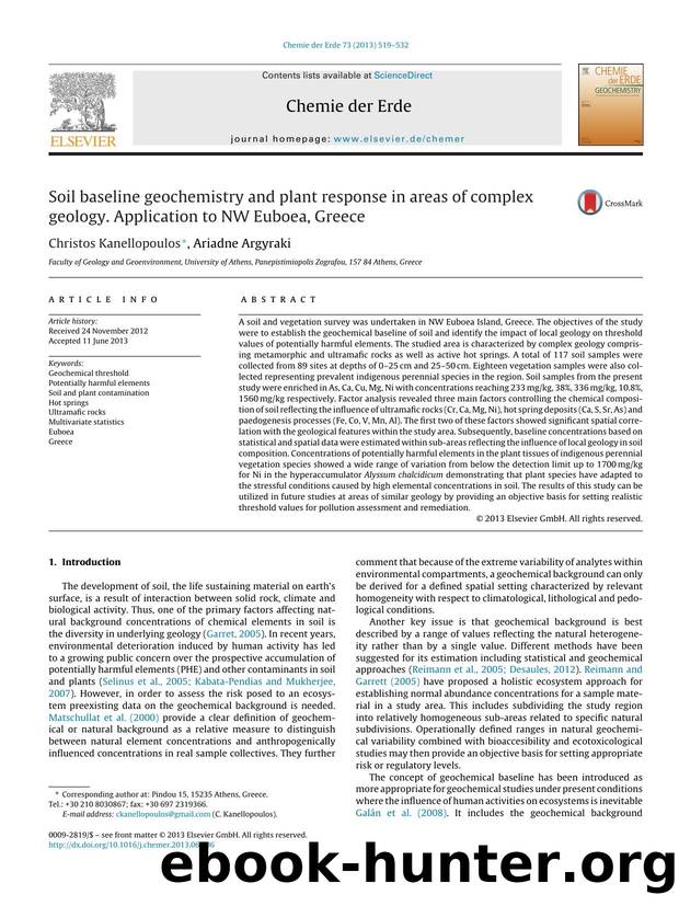 Soil baseline geochemistry and plant response in areas of complex geology. Application to NW Euboea, Greece by Christos Kanellopoulos & Ariadne Argyraki