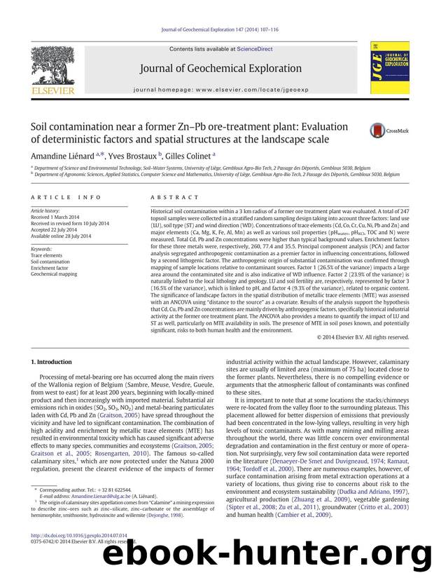 Soil contamination near a former Zn-Pb ore-treatment plant: Evaluation of deterministic factors and spatial structures at the landscape scale by Amandine Liénard & Yves Brostaux & Gilles Colinet
