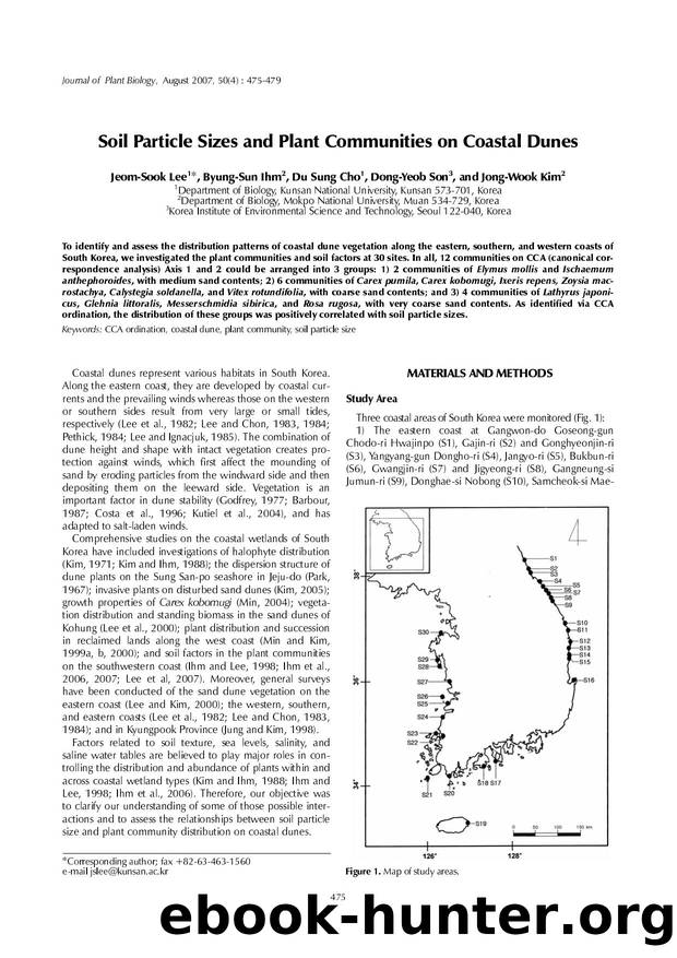 Soil particle sizes and plant communities on coastal dunes by Unknown
