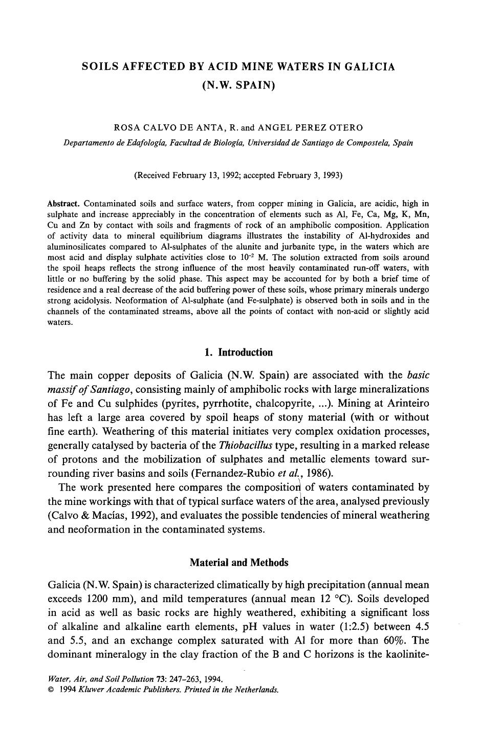 Soils affected by acid mine waters in galicia (N.W. Spain) by Unknown