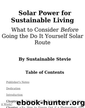 Solar Power for Sustainable Living by Sustainable Stevie
