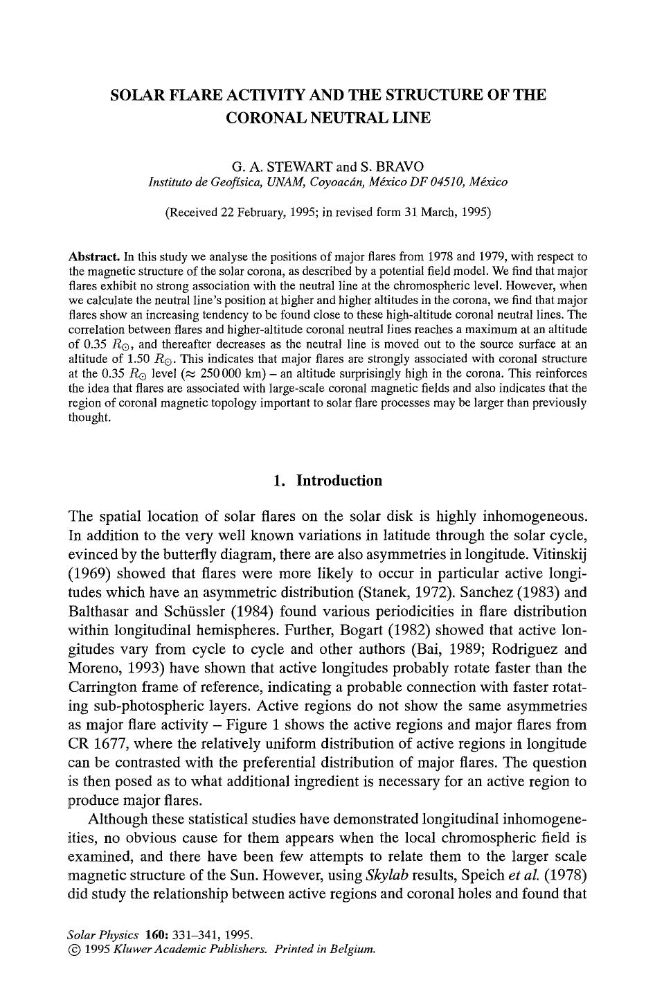 Solar flare activity and the structure of the coronal neutral line by Unknown