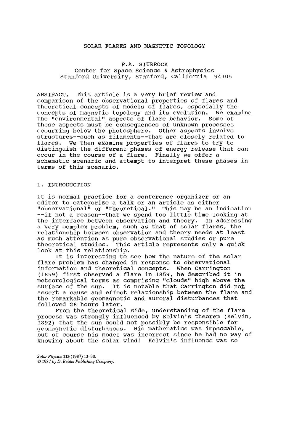 Solar flares and magnetic topology by Unknown