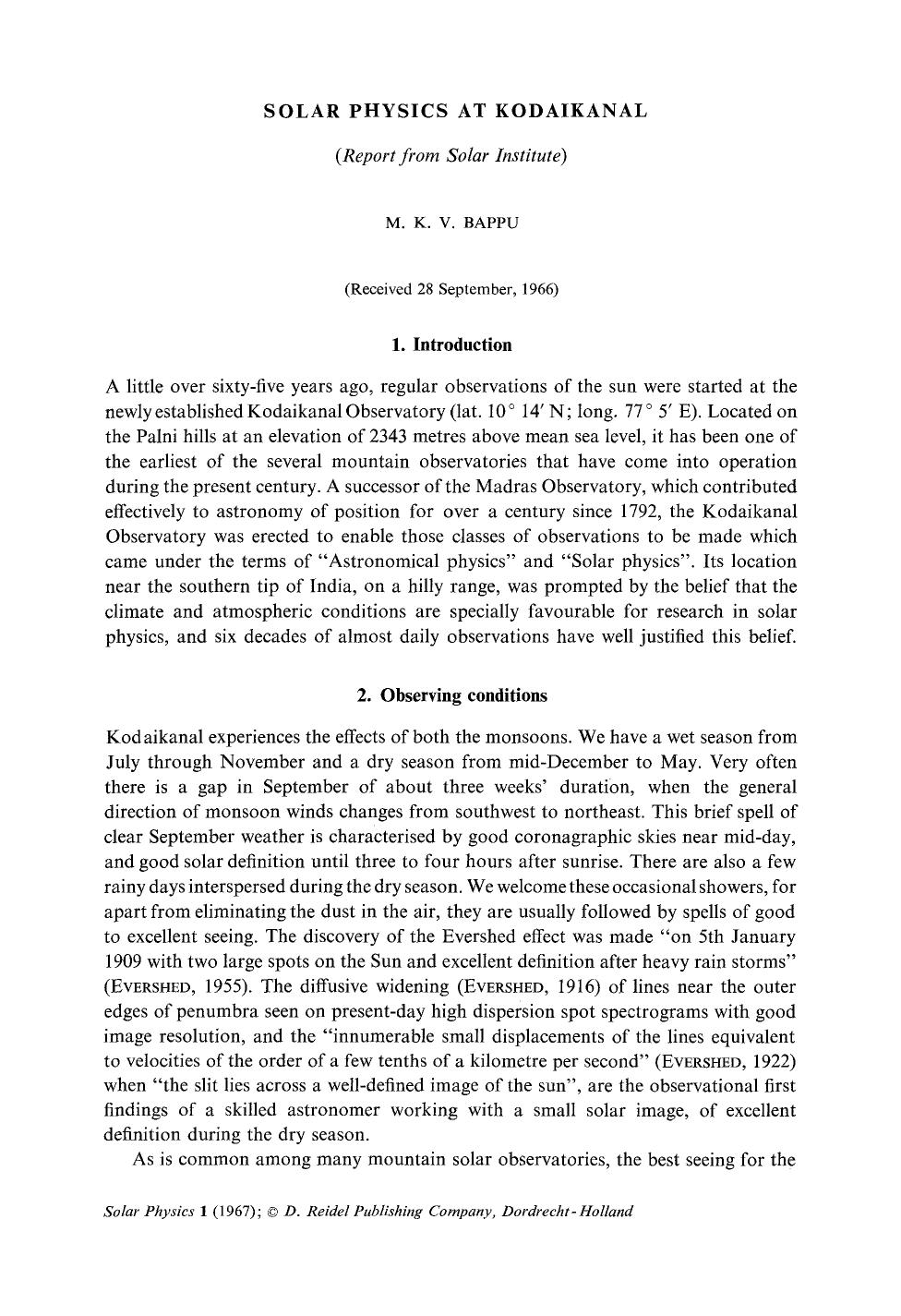 Solar physics at Kodaikanal by Unknown