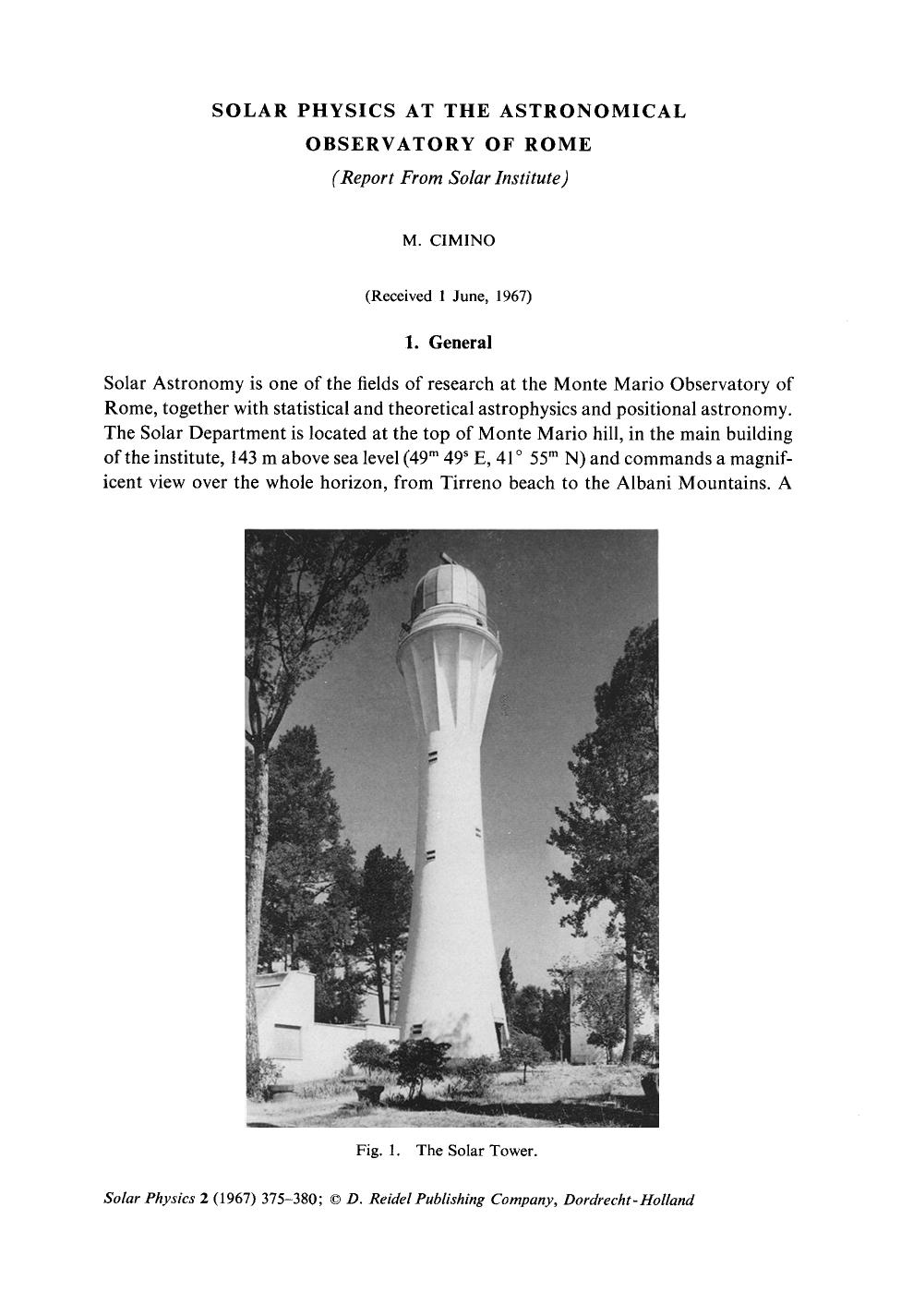 Solar physics at the astronomical Observatory of Rome by Unknown