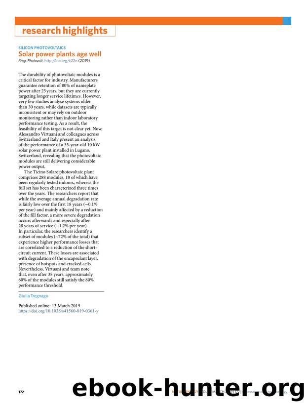 Solar power plants age well by Giulia Tregnago