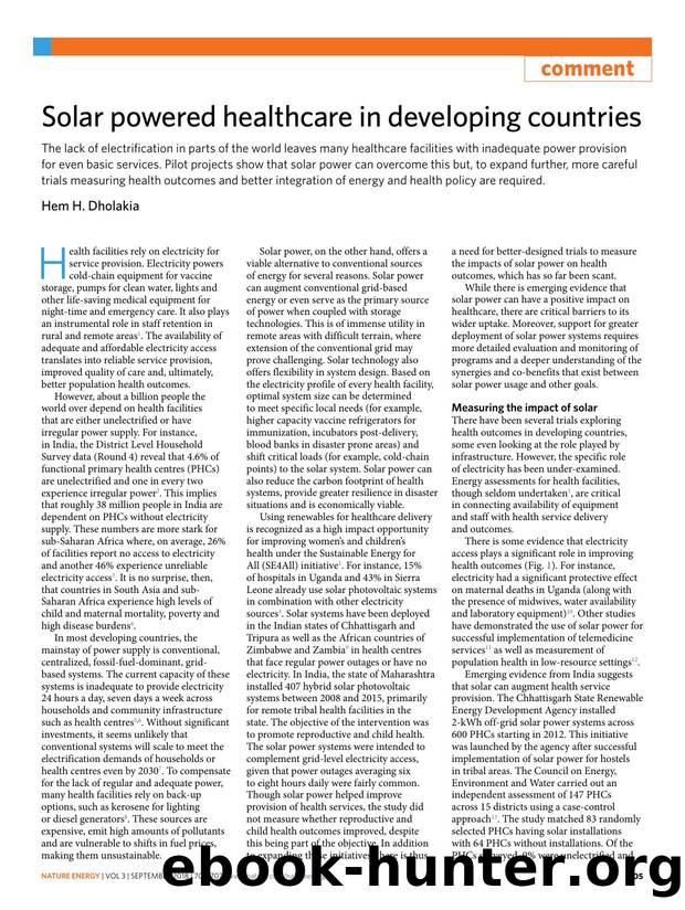 Solar powered healthcare in developing countries by Hem H. Dholakia