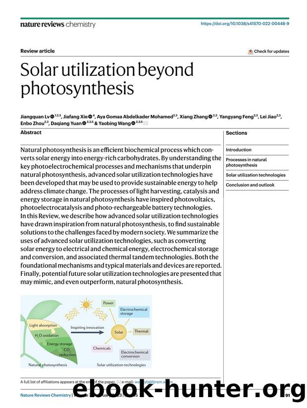 Solar utilization beyond photosynthesis by unknow