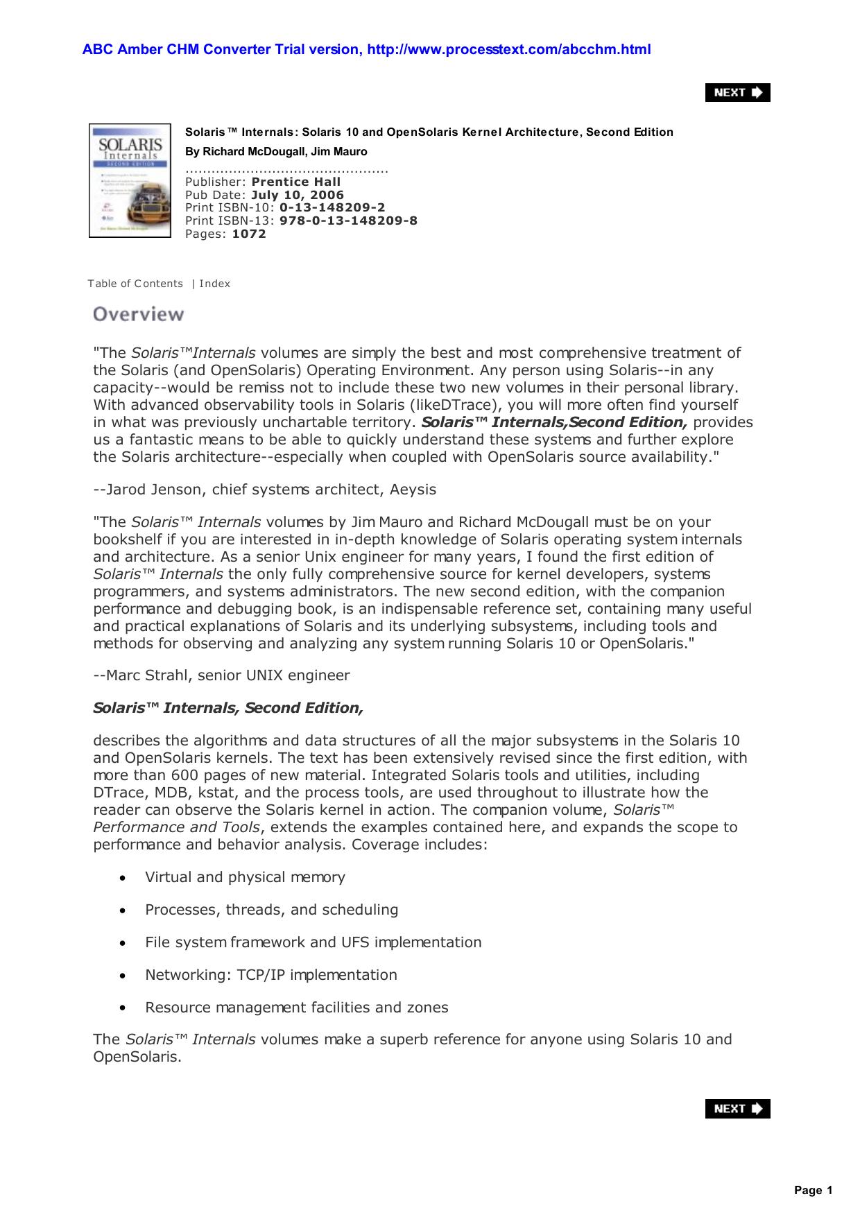 Solaris Internals(TM): Solaris 10 and OpenSolaris Kernel Architecture by Richard McDougall Jim Mauro