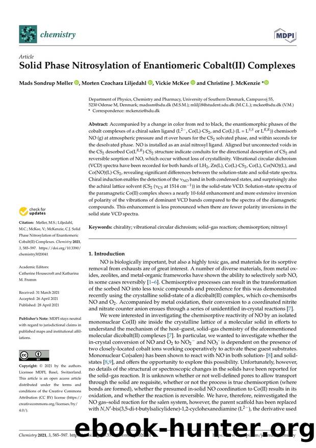 Solid Phase Nitrosylation of Enantiomeric Cobalt(II) Complexes by Mads Sondrup Møller Morten Czochara Liljedahl Vickie McKee & Christine J. McKenzie